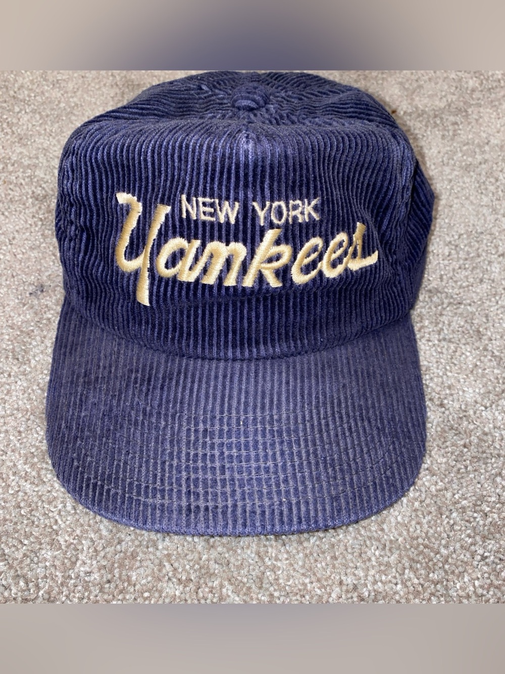 Vintage New York Yankees Blue Corduroy Hat MLB Sports Specialties Rare